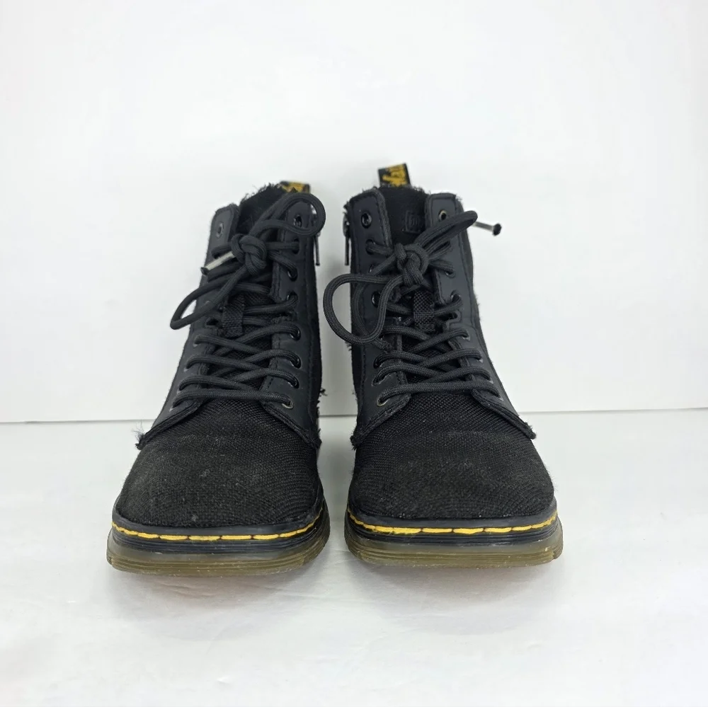Dr. Martens Junior Comb KIDS Black Tough Poly Combat Ankle Boots Zip Up Size 1